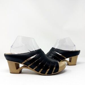 Dansko Tilly Open Toe Leather Comfort Sandals Clogs Black Size 40